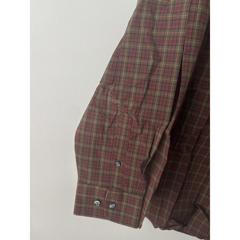 George NWT Classic Fit Button Down Dress Shirt Long Sleeve Stretch Poplin Plaid - Picture 5 of 9
